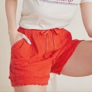 ANTHROPOLOGIE SATURDAY SUNDAY RED FRAYED HEM SHORTS SIZE SMALL